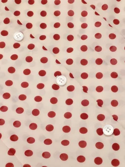 New Retro Stage 1950s Polka Dot Fly Sleeve Blouse Red