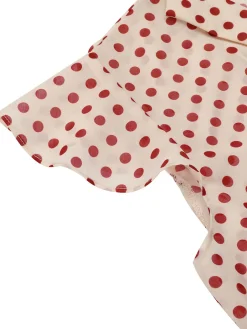 New Retro Stage 1950s Polka Dot Fly Sleeve Blouse Red