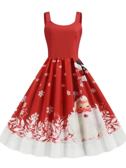 Outlet Retro Stage 1950s Retro Christmas Santa Claus Swing Dress