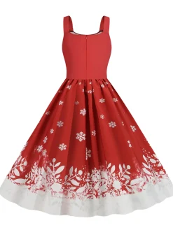 Outlet Retro Stage 1950s Retro Christmas Santa Claus Swing Dress