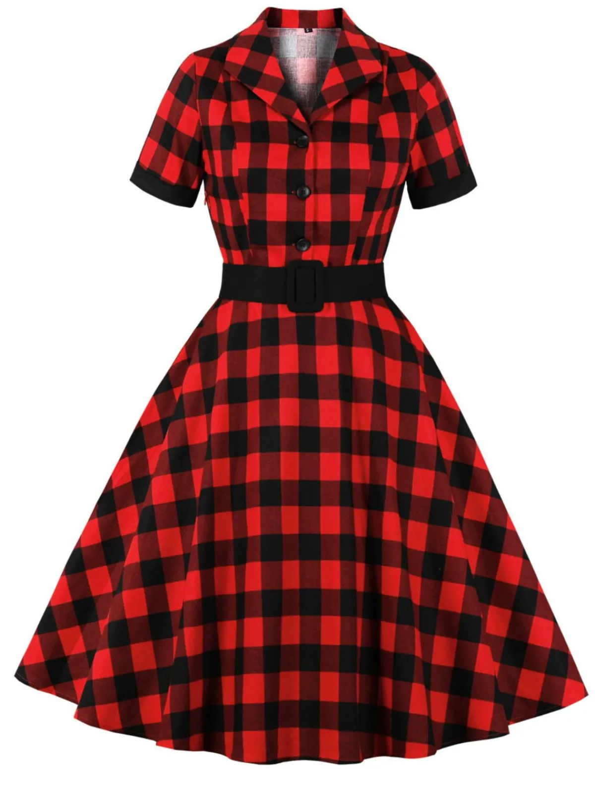 Sale Retro Stage 1950s Retro Contrast Short-Sleeved Lapel Dress
