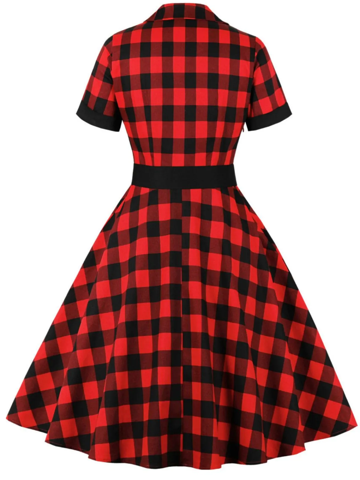 Sale Retro Stage 1950s Retro Contrast Short-Sleeved Lapel Dress