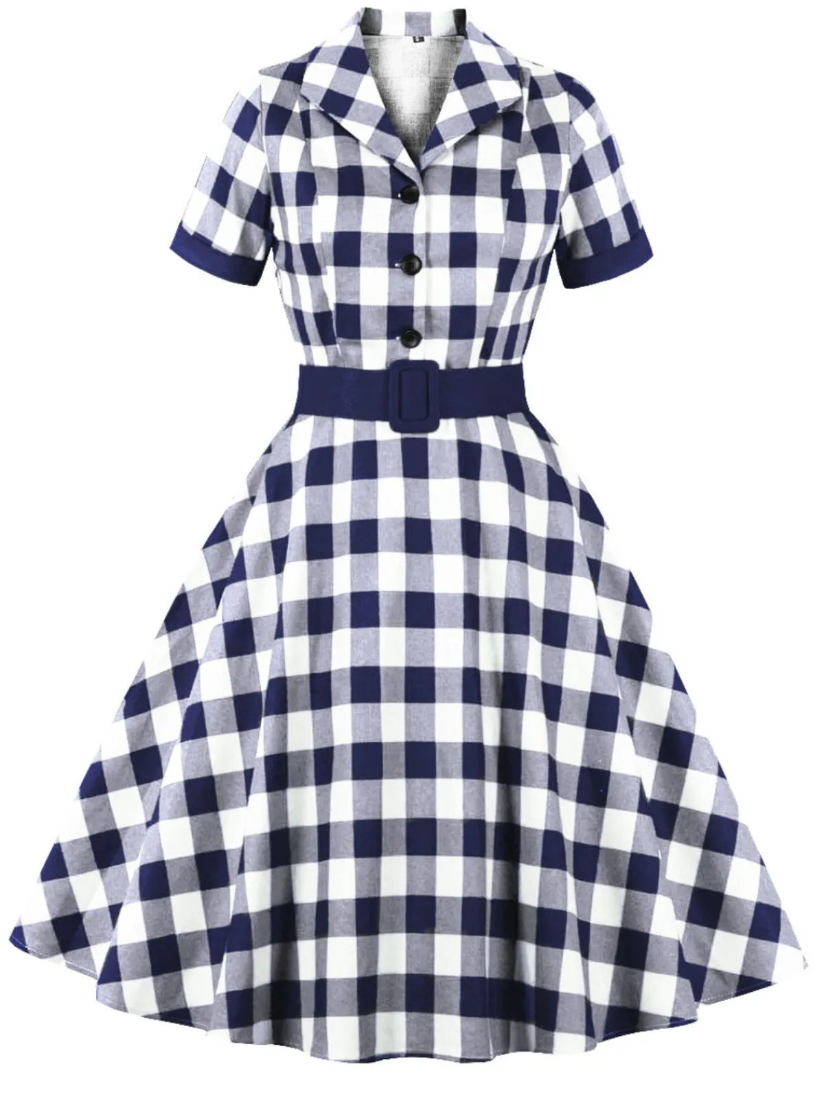 Sale Retro Stage 1950s Retro Contrast Short-Sleeved Lapel Dress