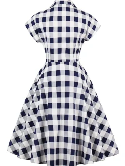 Sale Retro Stage 1950s Retro Contrast Short-Sleeved Lapel Dress