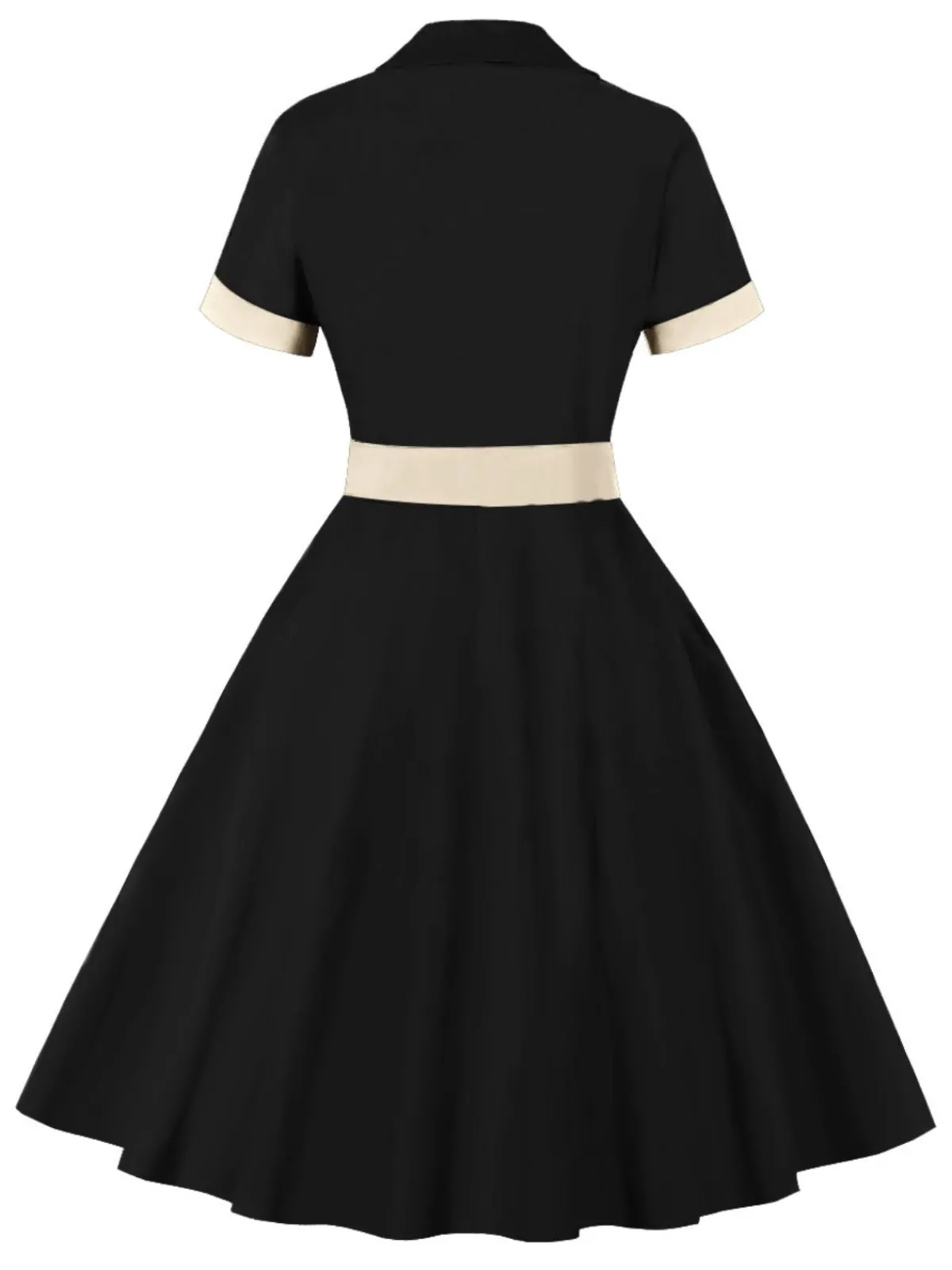 Sale Retro Stage 1950s Retro Contrast Short-Sleeved Lapel Dress
