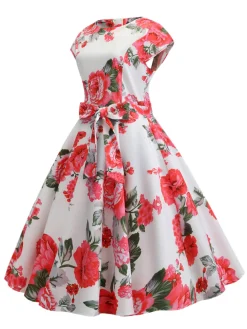 New Retro Stage 1950s Retro Floral Swing Dress