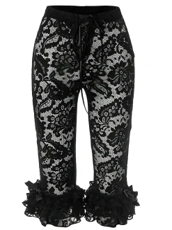 New Retro Stage 1950s Retro Lace Ruffles Capri Pants