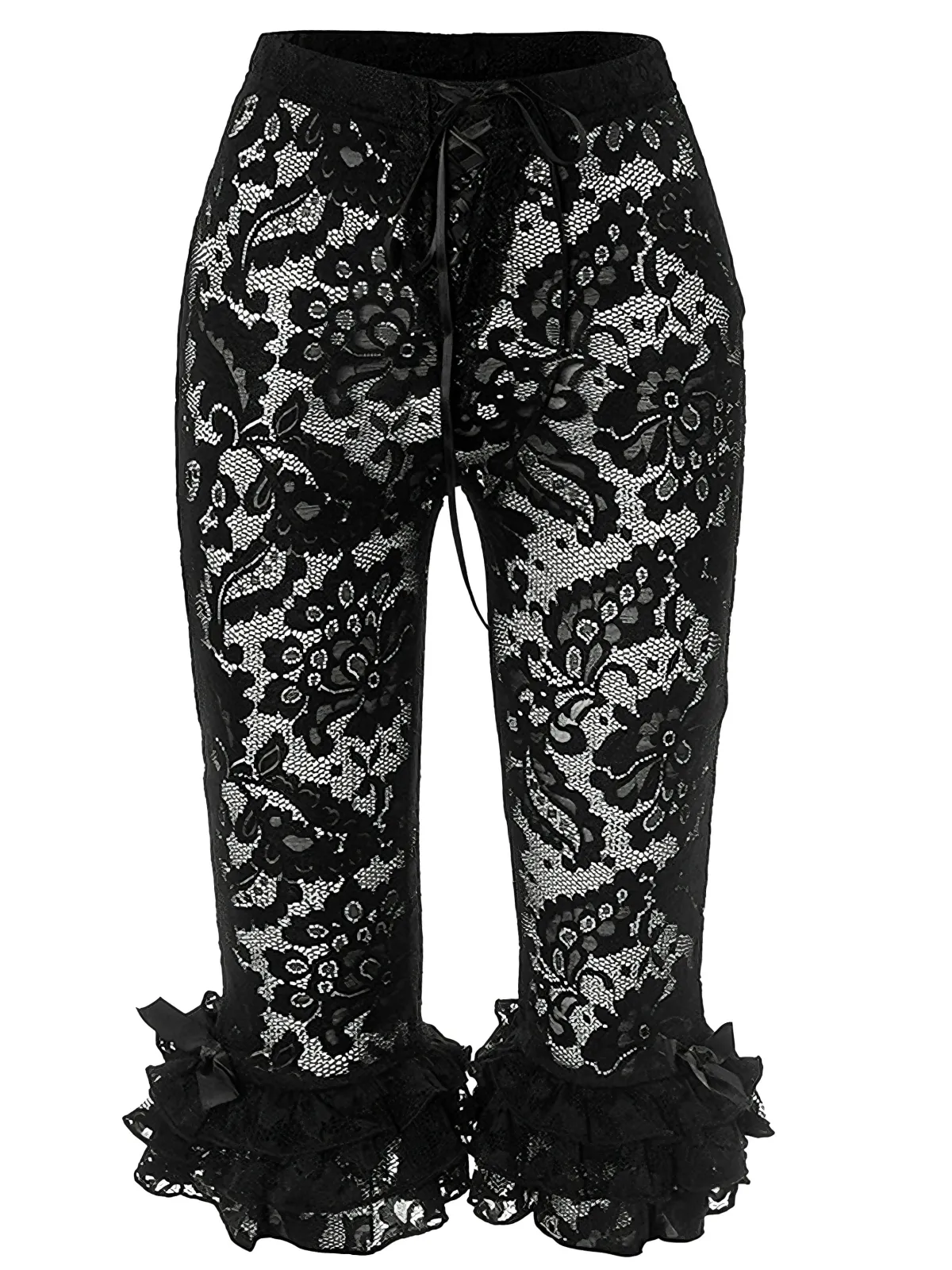 New Retro Stage 1950s Retro Lace Ruffles Capri Pants