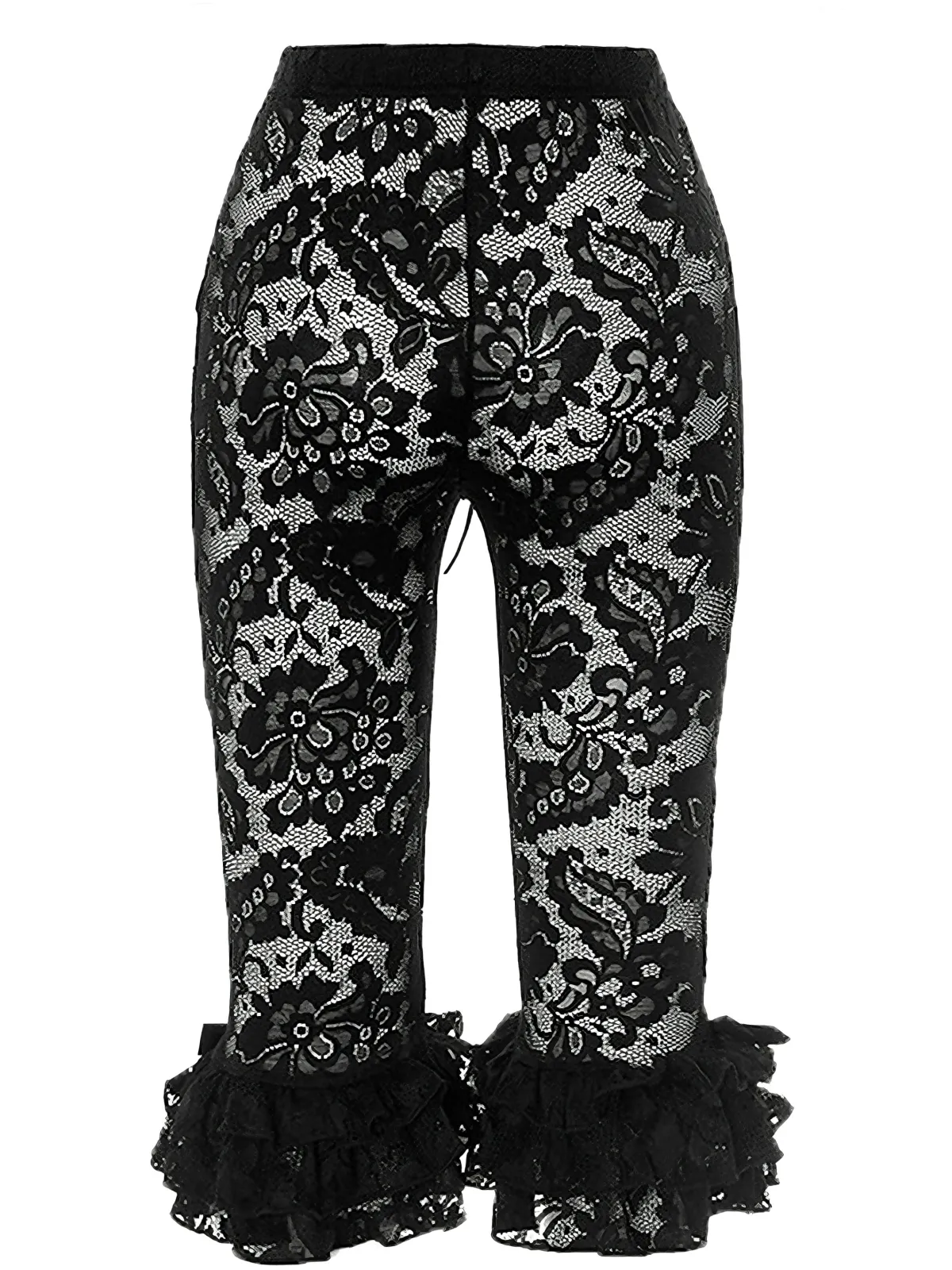 New Retro Stage 1950s Retro Lace Ruffles Capri Pants