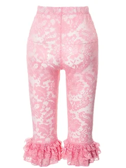 New Retro Stage 1950s Retro Lace Ruffles Capri Pants