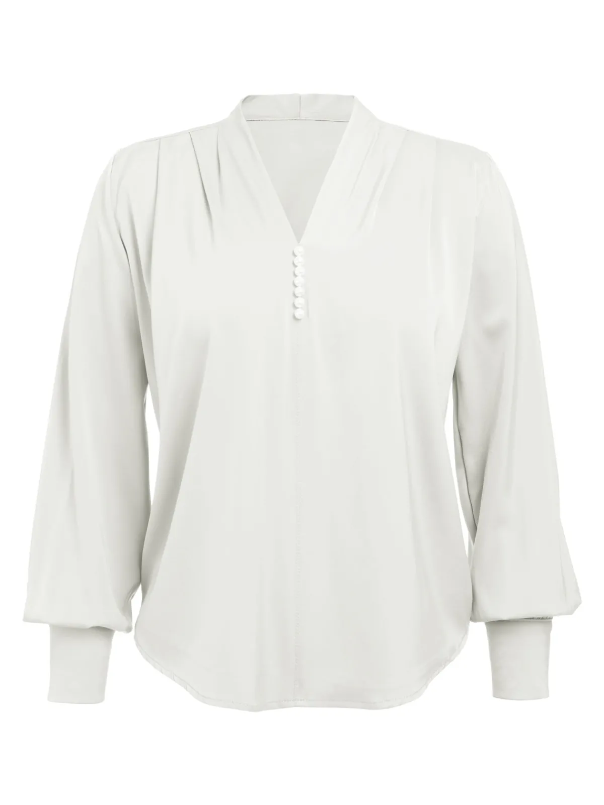 Fashion Retro Stage 1930s Retro Solid V-neck Puff Sleeve Blouse