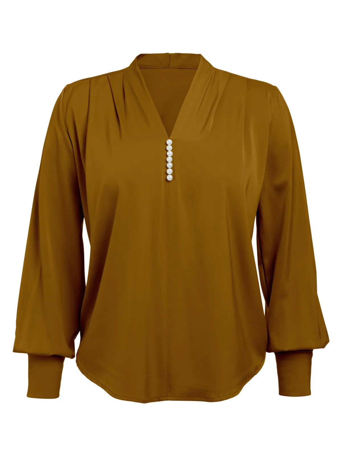 Fashion Retro Stage 1930s Retro Solid V-neck Puff Sleeve Blouse