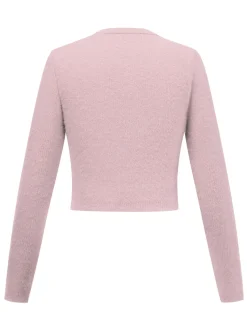 Online Retro Stage 1960s Rhinestones Heart Cutout Knitted Solid Sweater