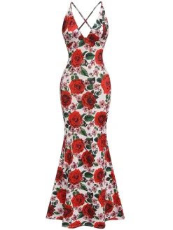 Sale Retro Stage 1970s Halter Backless Dress Rose