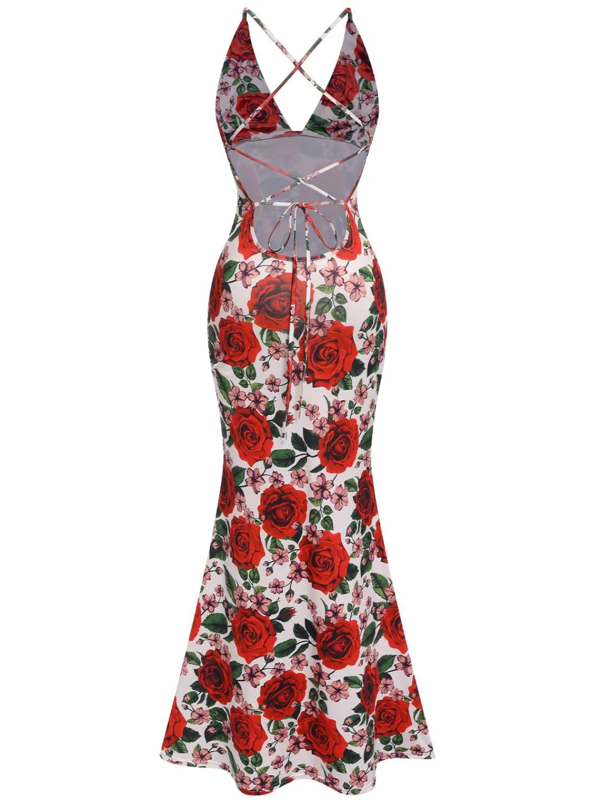 Sale Retro Stage 1970s Halter Backless Dress Rose