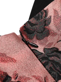 Best Retro Stage 1950s Roses Embossed Satin Swing Dress Pink