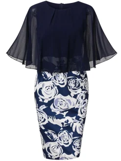 Fashion Retro Stage 1960s Round Neck Mesh Cape Dress