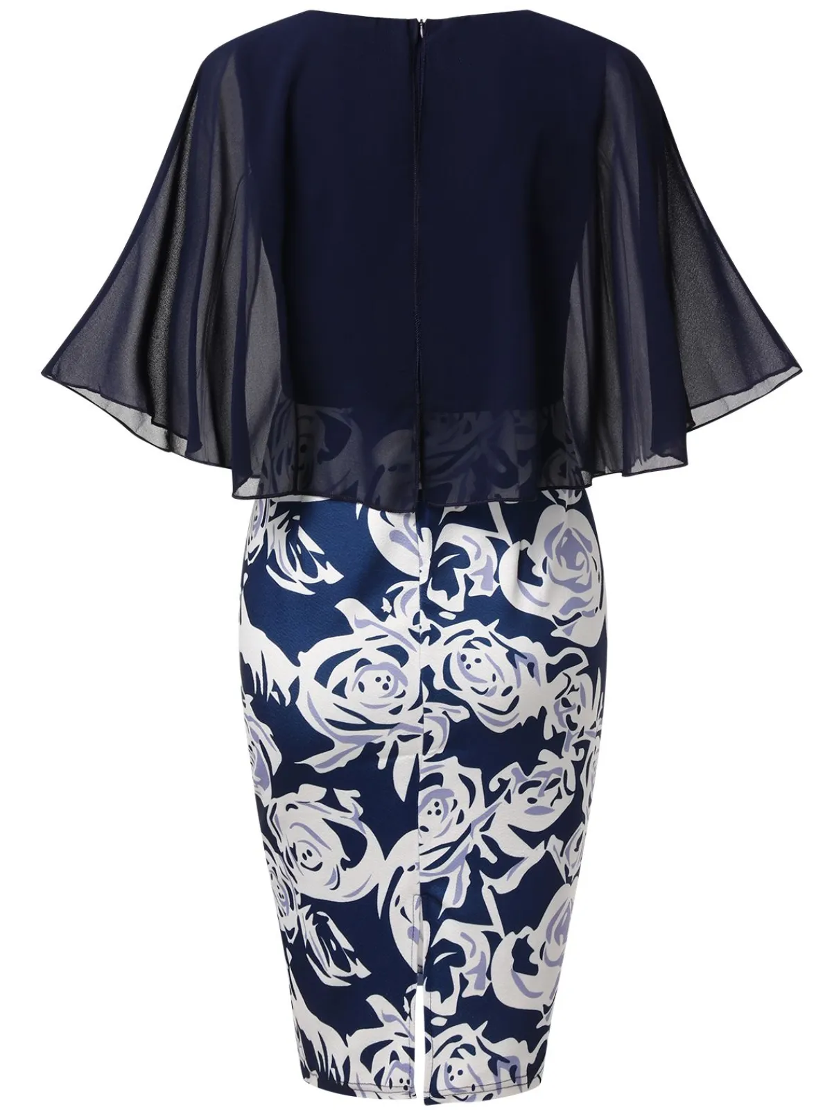 Fashion Retro Stage 1960s Round Neck Mesh Cape Dress