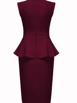 Sale Retro Stage 1960s Round Neck Patchwork Wrap Sleeveless Dress
