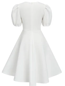 Hot Retro Stage 1950s Round Neck Puff Sleeve A-Line Dress