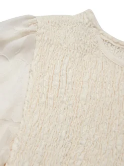 New Retro Stage 1930s Round Neck Puff Sleeve Wrinkle Dress