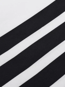 New Retro Stage 1930s Round Neck Sleeveless Striped Dress