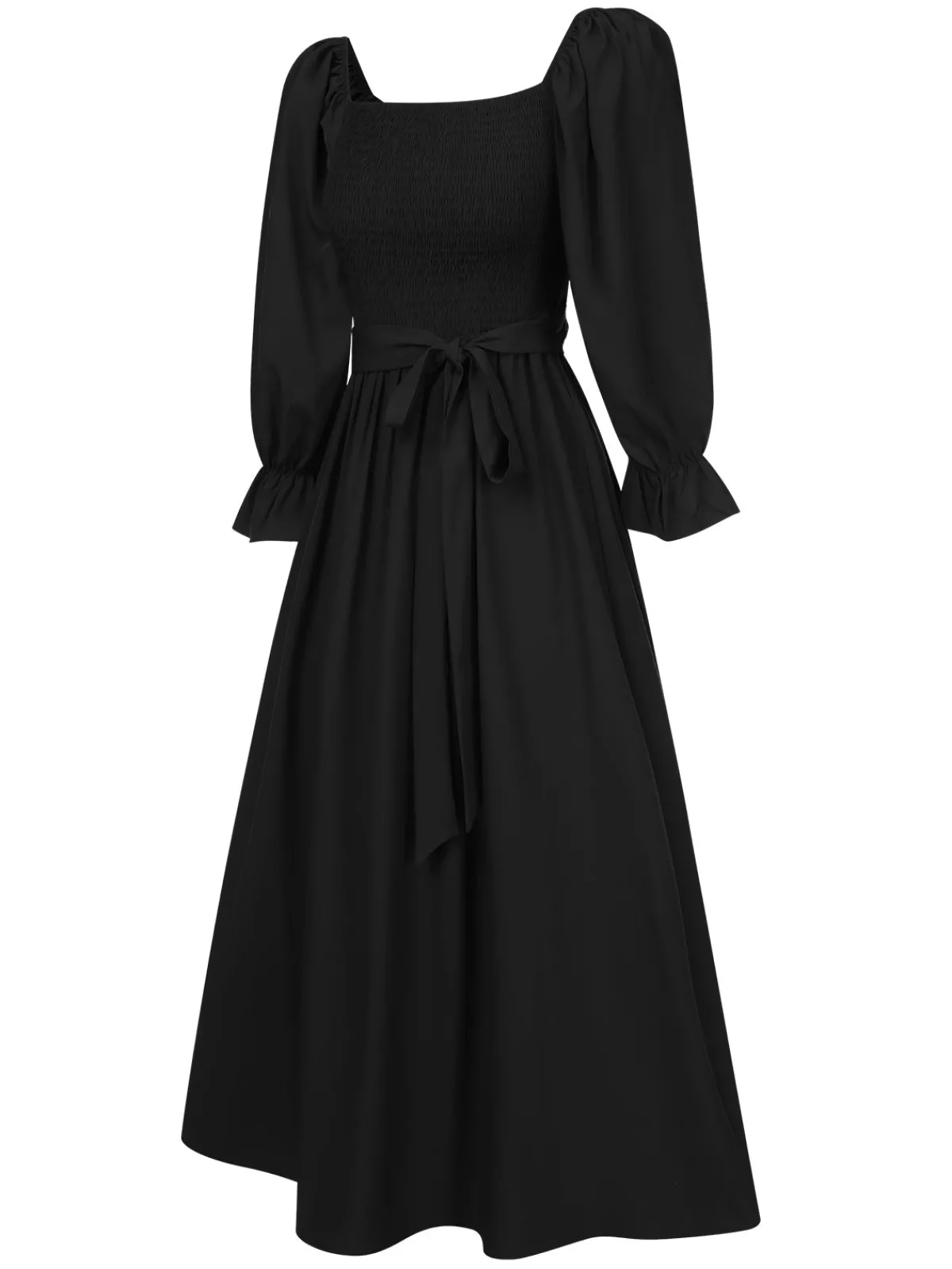 New Retro Stage 1940s Ruffle Wrap Reversible Puff Sleeve Dress