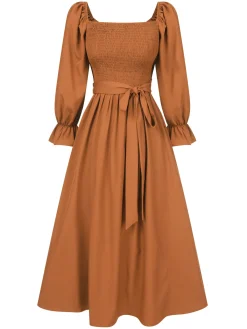 New Retro Stage 1940s Ruffle Wrap Reversible Puff Sleeve Dress