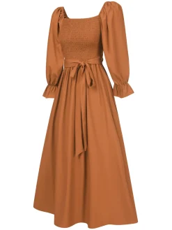 New Retro Stage 1940s Ruffle Wrap Reversible Puff Sleeve Dress