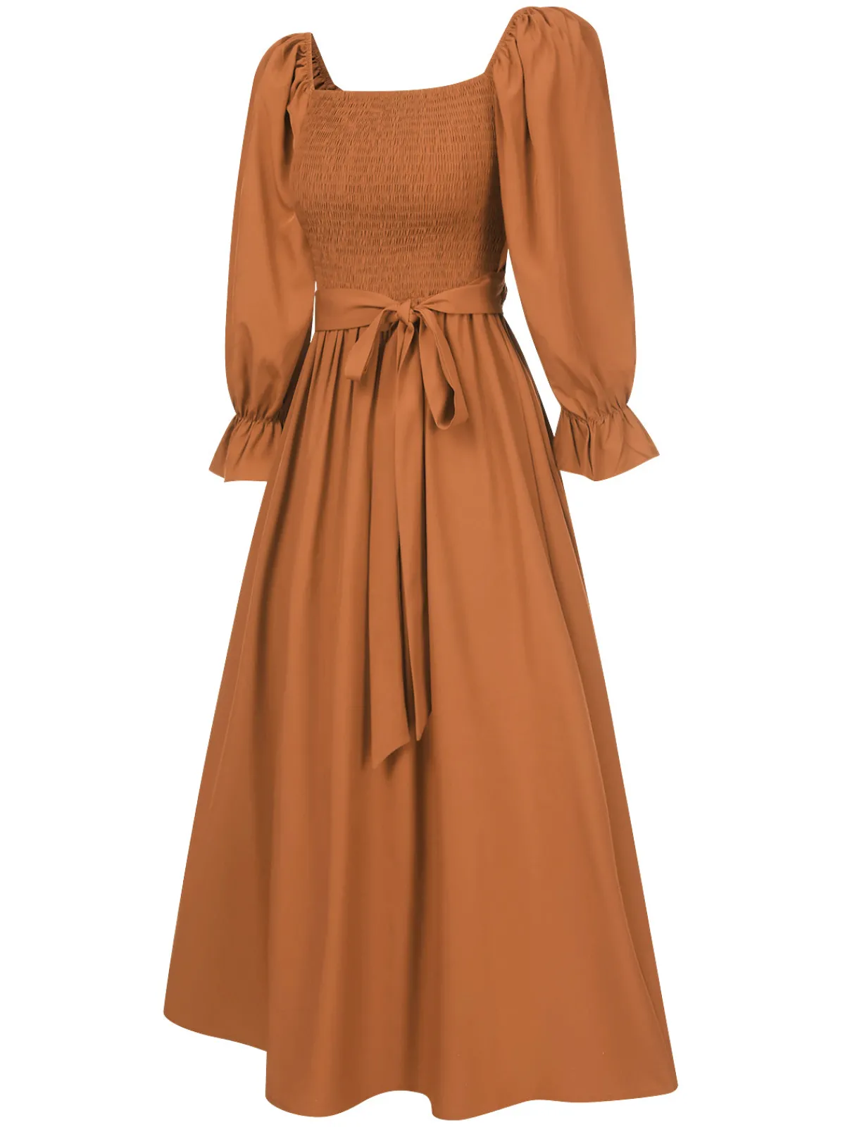 Online Retro Stage 1940s Ruffle Wrap Reversible Puff Sleeve Dress