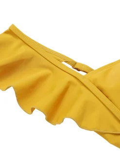 Discount Retro Stage 1950s Ruffles Backless Solid One-Piece Swimsuit