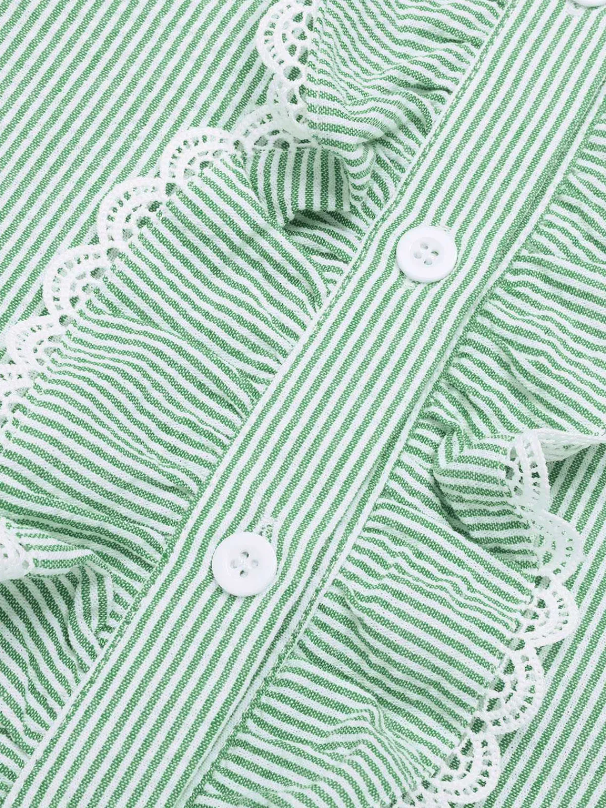 Sale Retro Stage 1940s Ruffles Lace Stripes Blouse