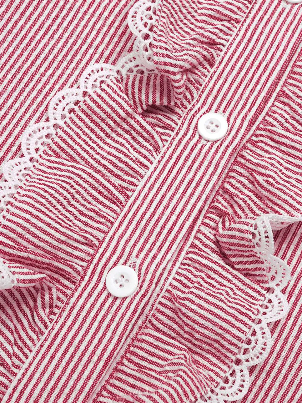 Sale Retro Stage 1940s Ruffles Lace Stripes Blouse