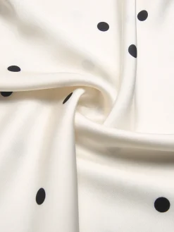 Online Retro Stage 1970s Satin Polka Dot Lace Silk Nightdress White