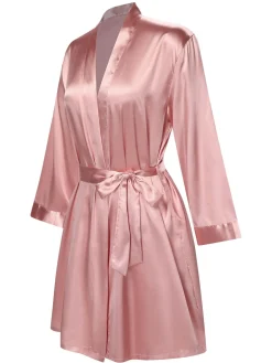 Best Retro Stage 1970s Satin Solid Belted Robes