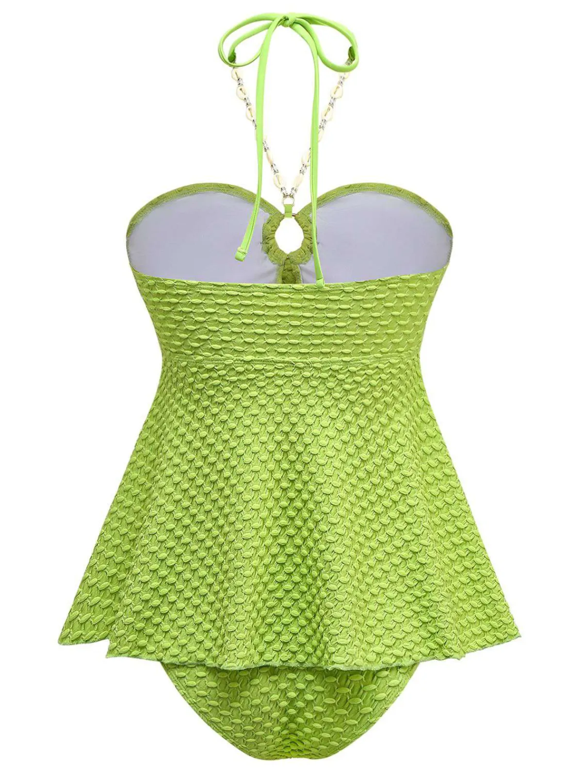 Best Retro Stage 1940s Seashell Chain Lace-Up Halter Swimsuit