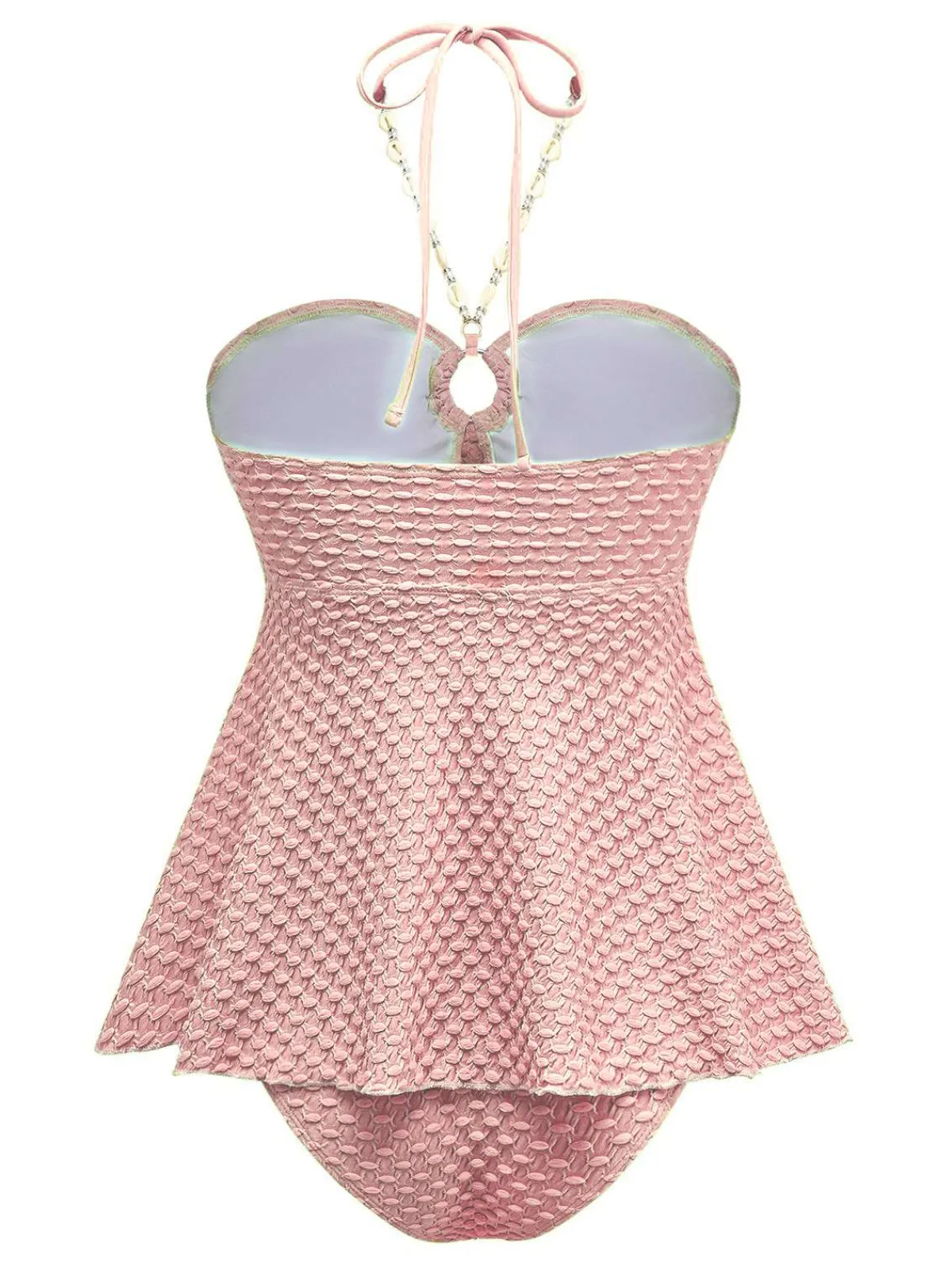 Best Retro Stage 1940s Seashell Chain Lace-Up Halter Swimsuit