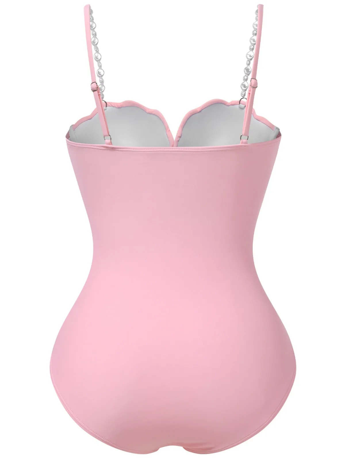 Best Retro Stage 1950s Seashell Pearl Straps One-Piece Swimsuit