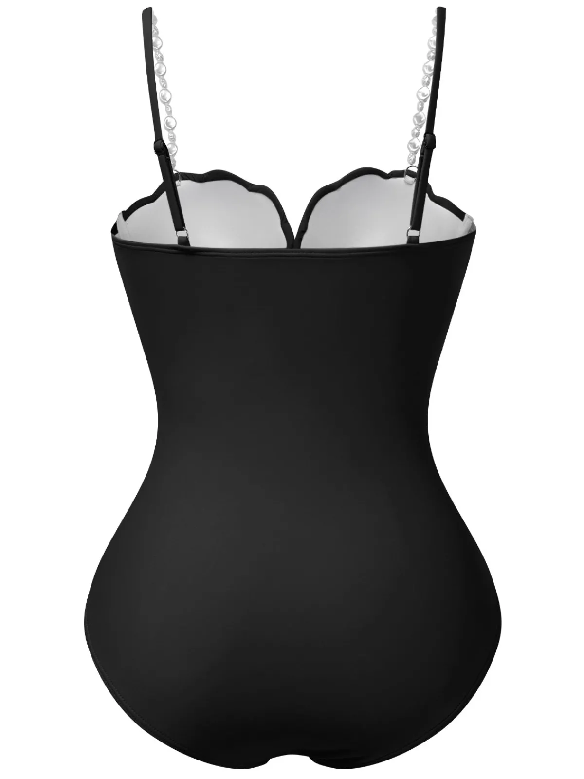 Best Retro Stage 1950s Seashell Pearl Straps One-Piece Swimsuit