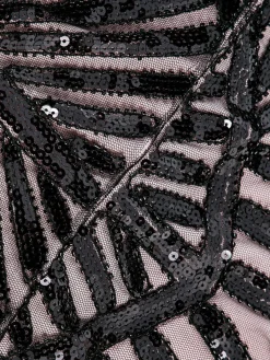 Clearance Retro Stage 1920s Sequin Art Deco Maxi Dress Black