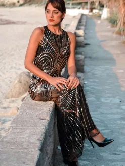 Outlet Retro Stage 1920s Sequin Backless Formal Dress
