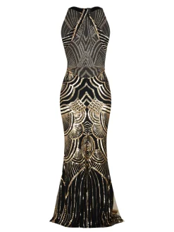 Outlet Retro Stage 1920s Sequin Backless Formal Dress