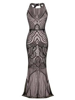 Outlet Retro Stage 1920s Sequin Backless Formal Dress