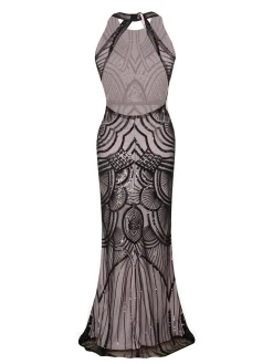 Outlet Retro Stage 1920s Sequin Backless Formal Dress