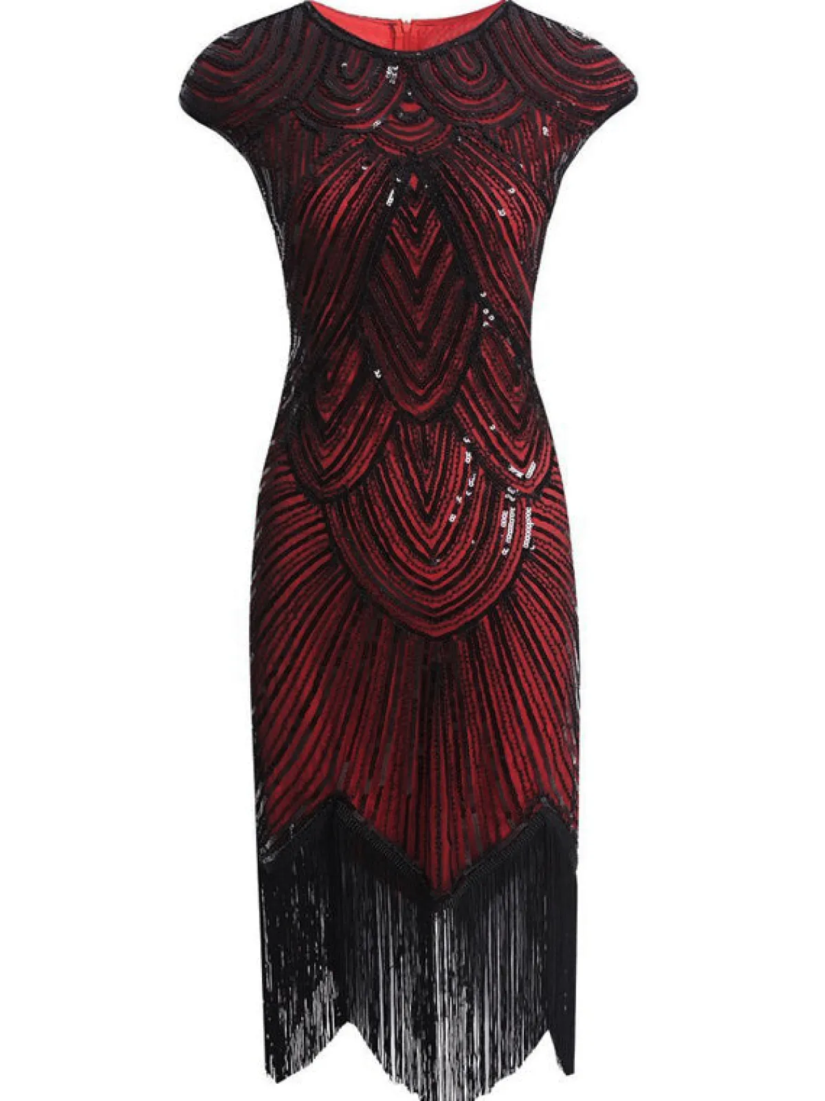 Fashion Retro Stage 1920s Sequin Beaded Fringed Dress