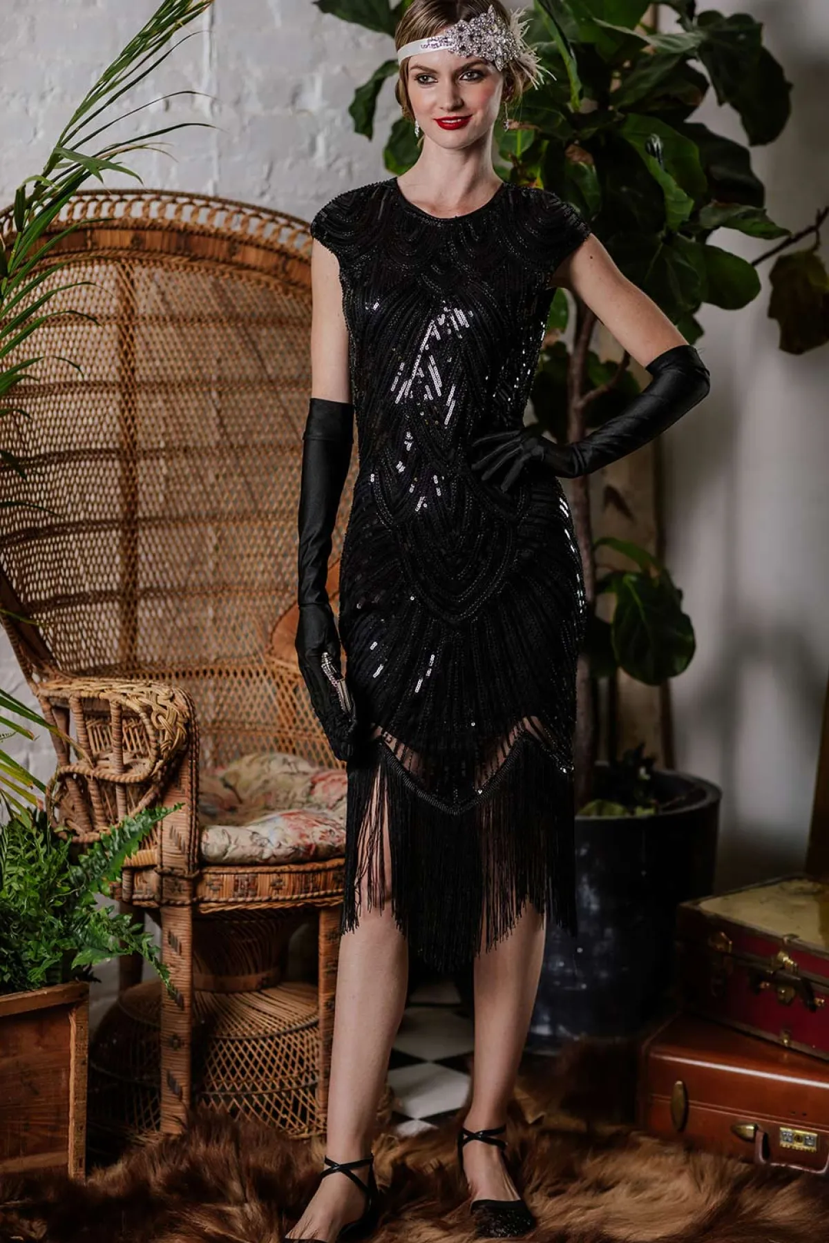 Fashion Retro Stage 1920s Sequin Beaded Fringed Dress