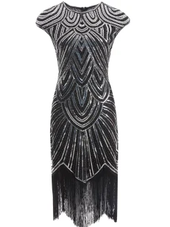 Fashion Retro Stage 1920s Sequin Beaded Fringed Dress
