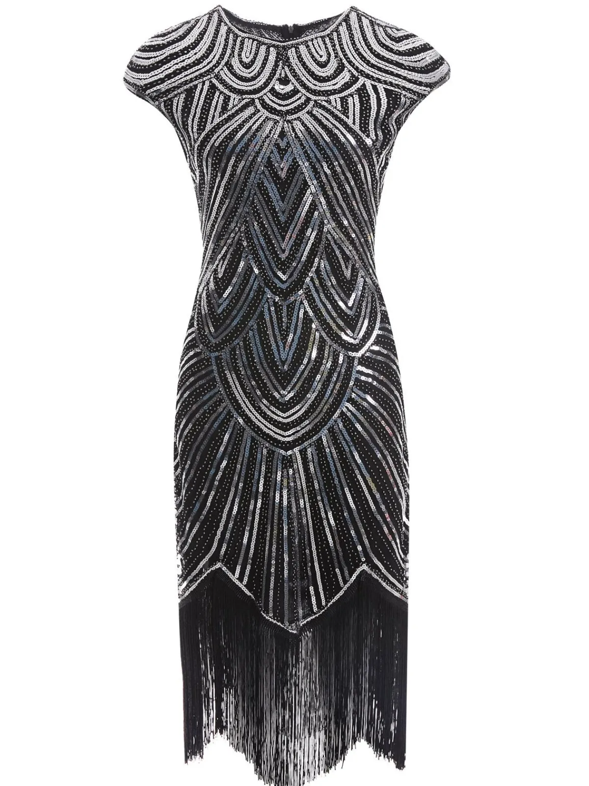Discount Retro Stage 1920s Sequin Beaded Fringed Dress
