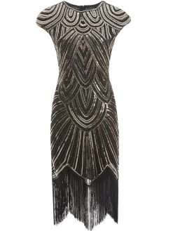 Discount Retro Stage 1920s Sequin Beaded Fringed Dress