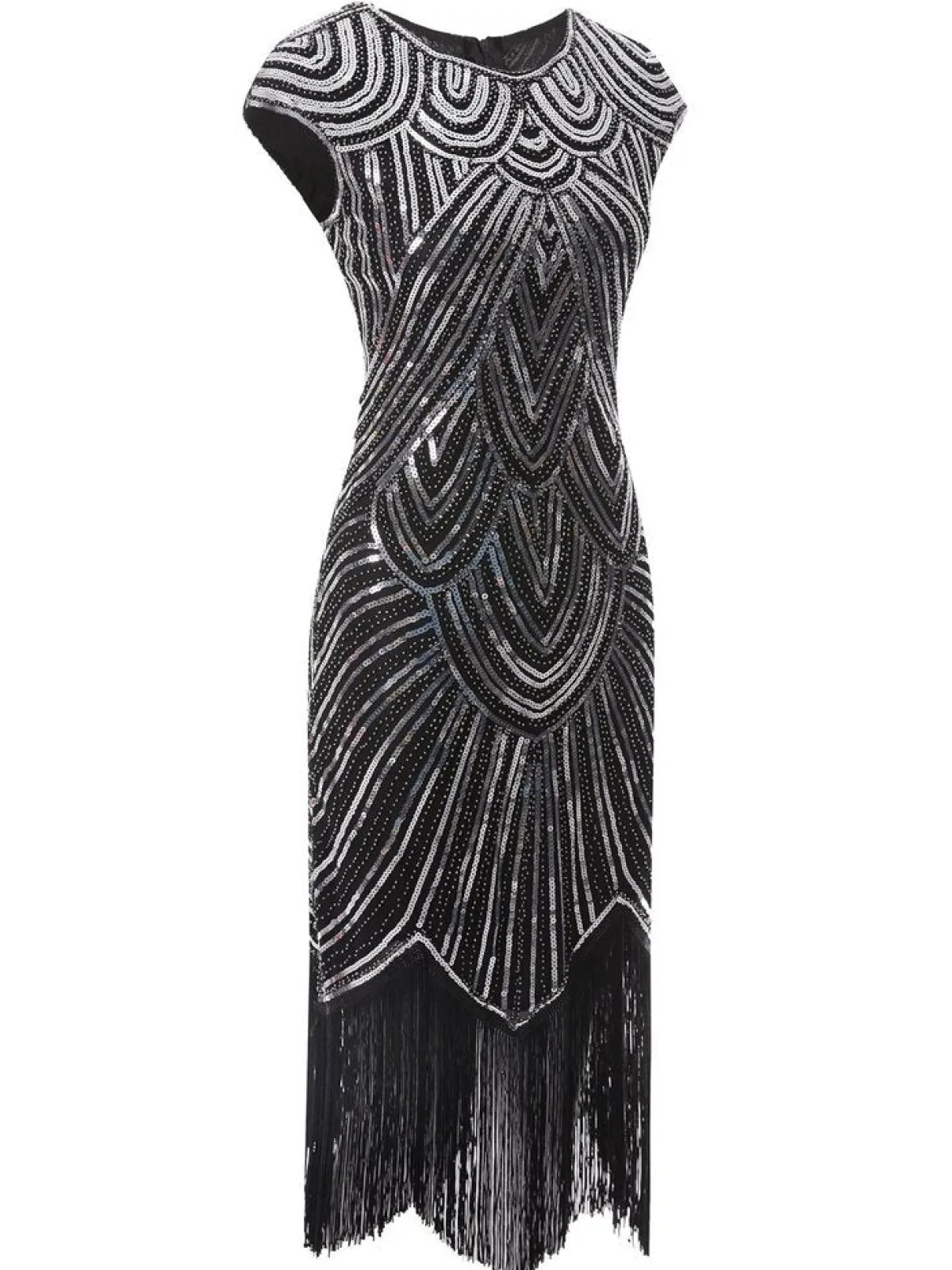 Discount Retro Stage 1920s Sequin Beaded Fringed Dress